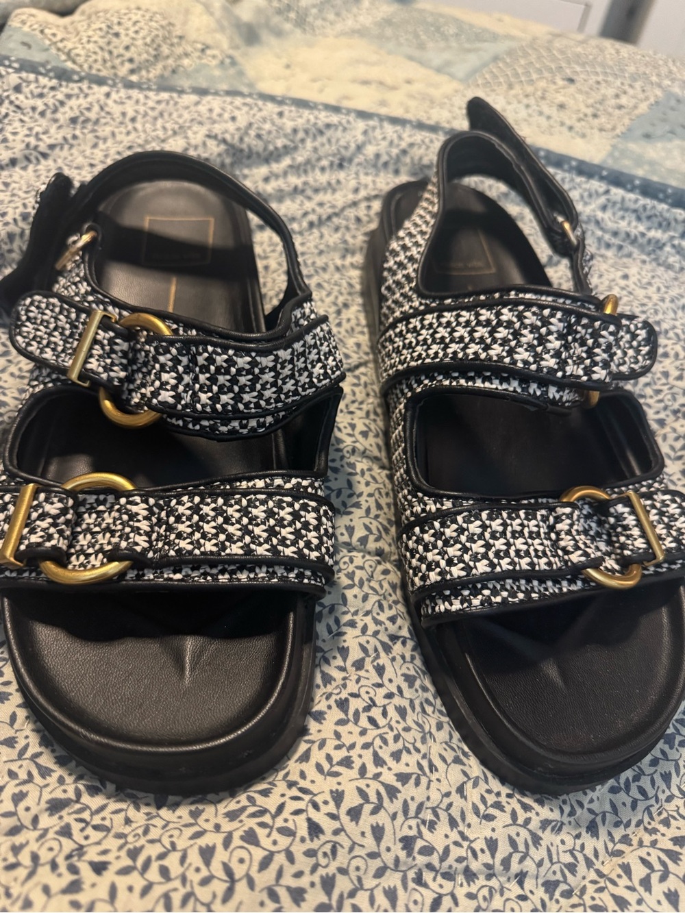 Dolce Vita Black & White Patterned Women's Comfort Sandals 8.5